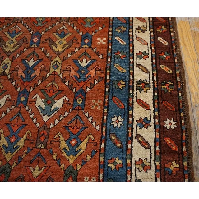 1900s Salmon Geometric Tribal Antique Caucasian Moghan Carpet 4' 0'' X9' 0'' Knotted Wool Rug Runner For Sale In New York - Image 6 of 9