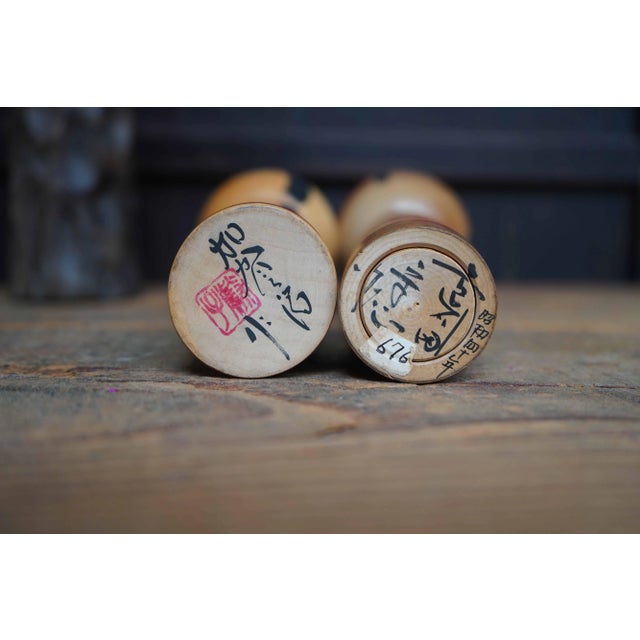 Black Vintage Traditional Kokeshi, Japan, 1950s, Set of 2 For Sale - Image 8 of 9