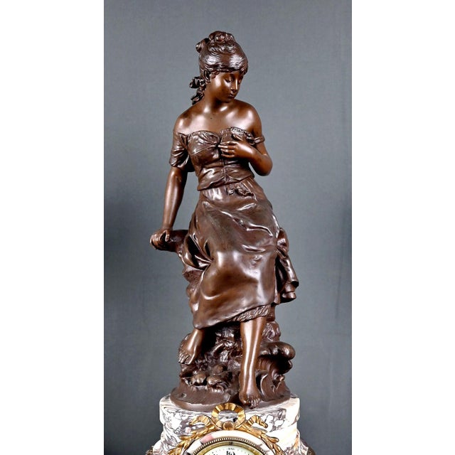 Early 20th Century Marble and Spelter Fireplace Mantel Set by A. Moreau, Set of 3 For Sale - Image 12 of 18