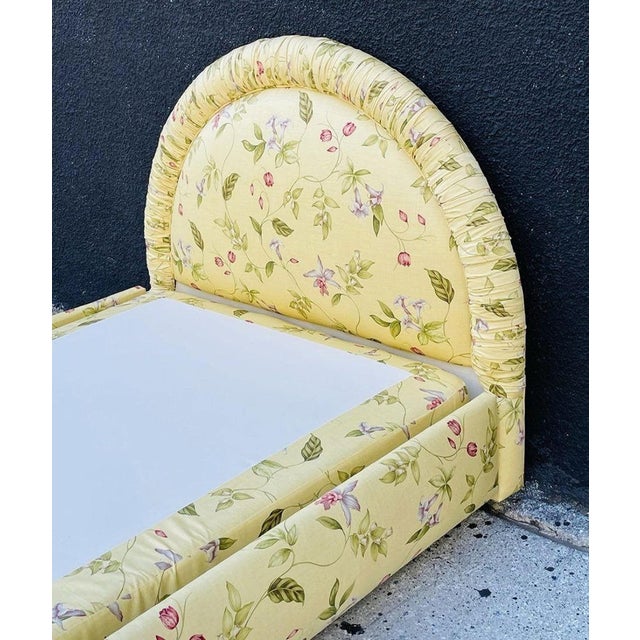 Yellow Vintage 1960s Floral Upholstered Twin Bed, Hollywood Regency Style For Sale - Image 8 of 15
