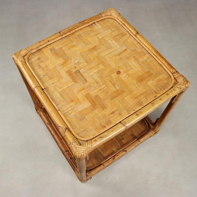 Wicker and Bamboo Coffee Table, 1970s For Sale - Image 4 of 12