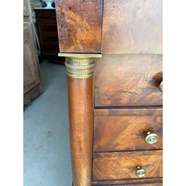 19th Century French Empire Walnut Marble Top Chest of Drawer / Commodes For Sale - Image 4 of 12