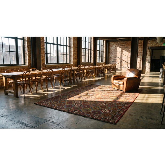 1900s Multi Diamond Tribal Antique Caucasian Verneh Flat-Weave 5'8" X 8' Rug Wool Carpet For Sale - Image 10 of 12