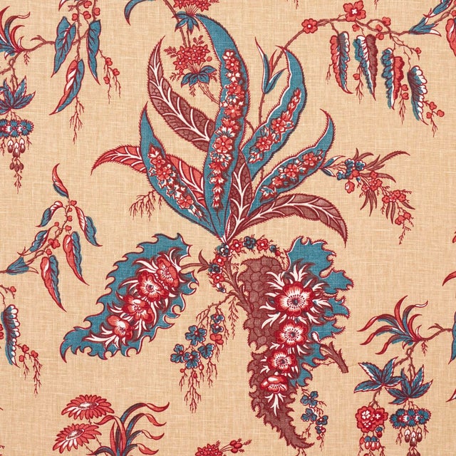 Contemporary SAMPLE - Schumacher Apolline Botanical Fabric In Rouge & Bleu For Sale - Image 3 of 5
