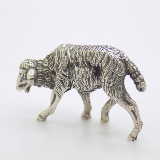 Vintage Italian Handmade Genuine Silver Detailed Sheep Figurine Miniature For Sale - Image 6 of 9