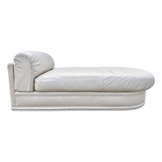 Translucent Beige Leather Chaise Lounge by Preview From 80's For Sale