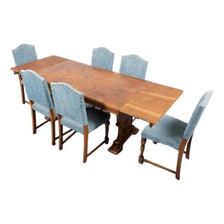 Provenance Oak Dining Table and Dining Chairs, 1950s, Set of 7 For Sale