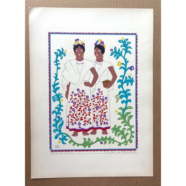 Up for sale is this gorgeous silkscreen print by Carlos Mérida, from Trajes Regionales Mexico, a limited portfolio...