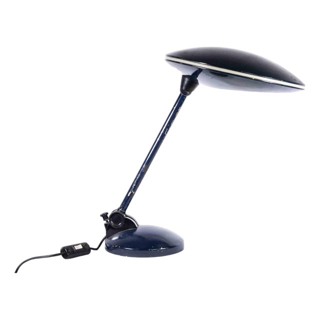 Vintage Blue Metal Table Lamp, Italy, 1970s For Sale
