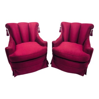 Pair Vintage Shell Back Library Chairs For Sale