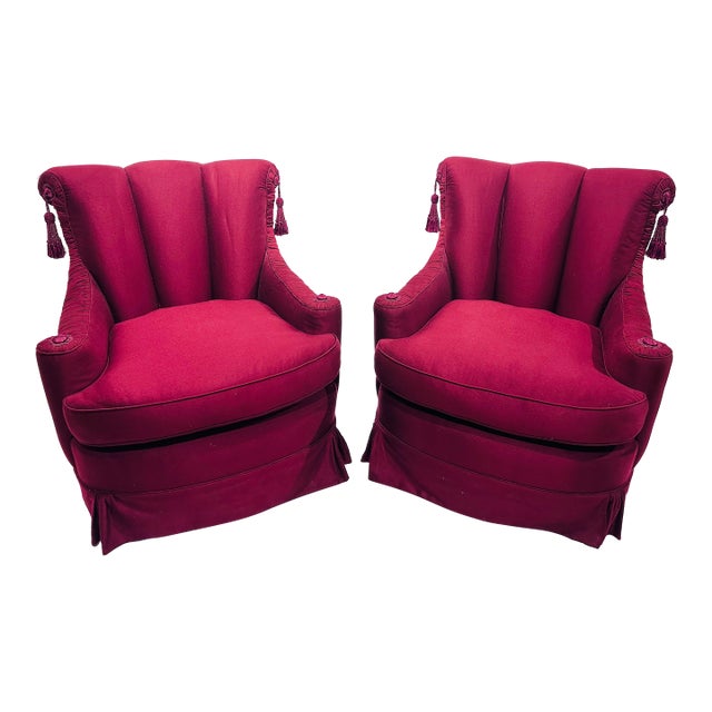 Pair Vintage Shell Back Library Chairs For Sale