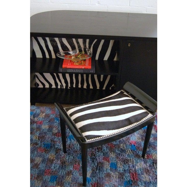 Swedish Art Moderne Black Writing Desk With Zebra Hair Hide For Sale In Atlanta - Image 6 of 9