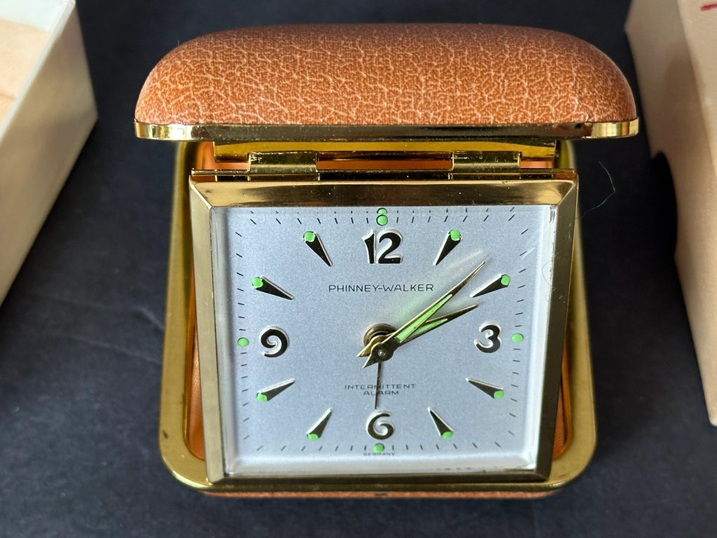 Mid Century 1950s Vintage Travel Alarm Clock Made in Germany