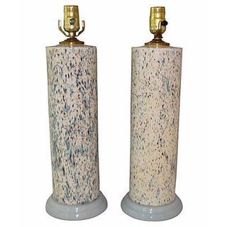 Midcentury Spatter-Painted Lamps - Pair For Sale