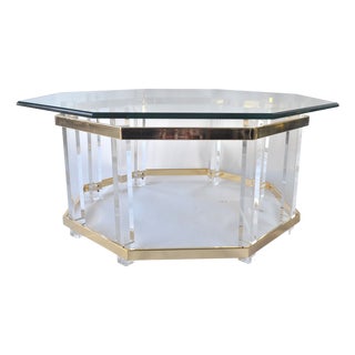 Regency House Lucite & Brass Coffee Table For Sale