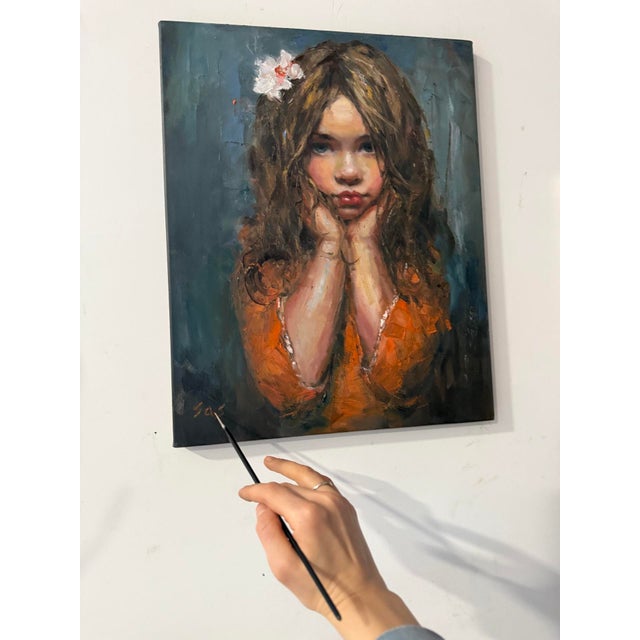 Portraiture Artist Liubou Sas “Flower” Modern Original Art For Sale - Image 3 of 5