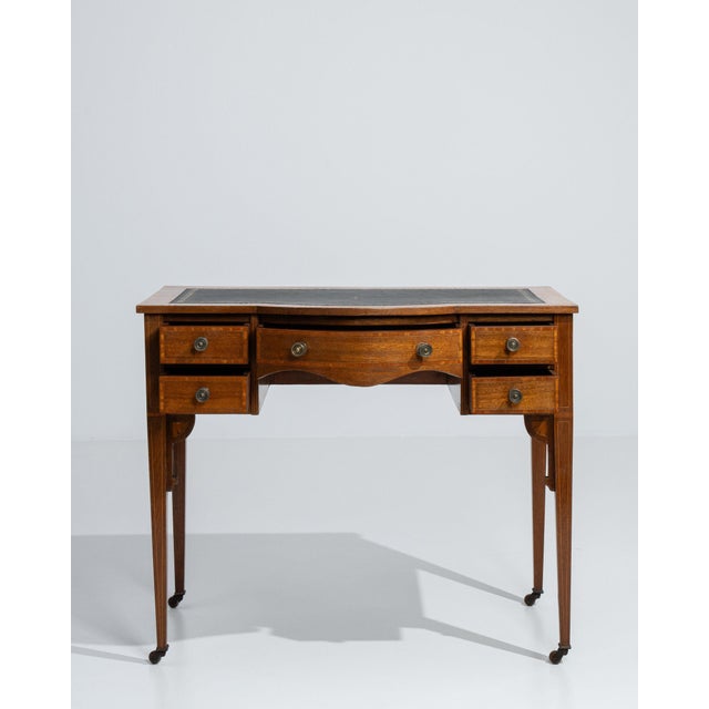 Wood 19th Century France Edwardian Brown Wood Writing Desk For Sale - Image 7 of 11