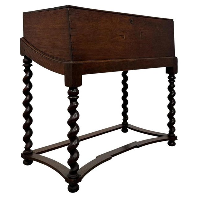 19th Century Victorian English Oak Box on Stand For Sale - Image 4 of 11