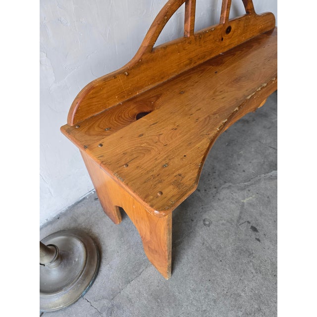 Wood Vintage Rustic Pine Bench For Sale - Image 7 of 7
