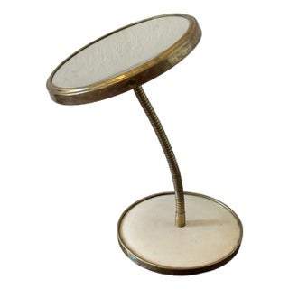 Vintage Italian Two-Sided Vanity Mirror With Coiled Positioned Neck and Leather Accent For Sale