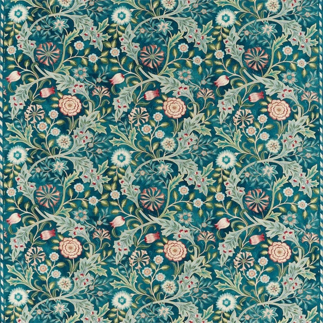 Morris & Co Wilhelmina Fabric in Teal For Sale