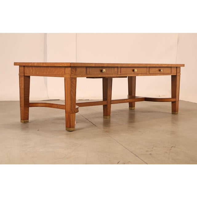 Arts & Crafts Style Large Oak Library Table For Sale - Image 9 of 18