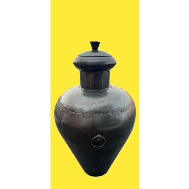 Ebony Vintage Monumental 52” Tall India Iron Pot For Sale - Image 8 of 9