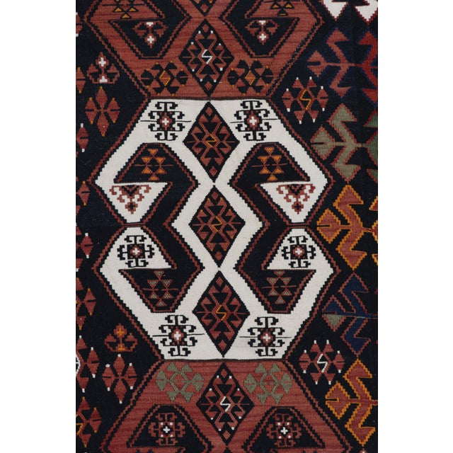 Tribal Vintage Mid-Century Malatya Red and Off-White Wool Kilim Rug For Sale - Image 3 of 7