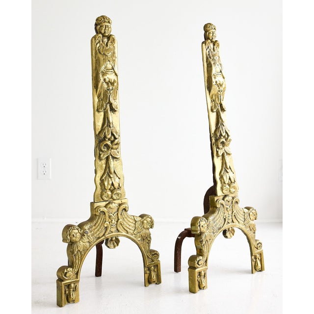 Early 19th Century French Baroque Bronze Figural Andirons For Sale - Image 11 of 14