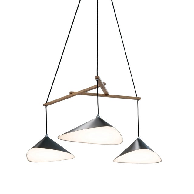 Daniel Becker 'Emily 3' Chandelier in Brass With Oak Frame for Moss Objects For Sale - Image 11 of 13
