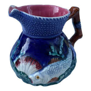 Small Antique Majolica Fish Pitcher