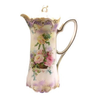 Late 18th Century Reinhold Schlegelmilch Rs Prussia Chocoate Pot With Purple Trim For Sale