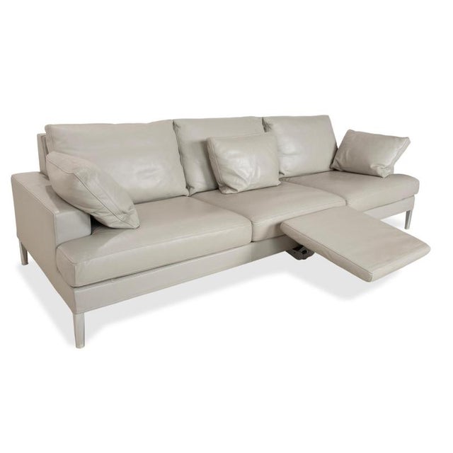 Clarus 3-Seater Sofa in Grey Leather from FSM For Sale - Image 4 of 13