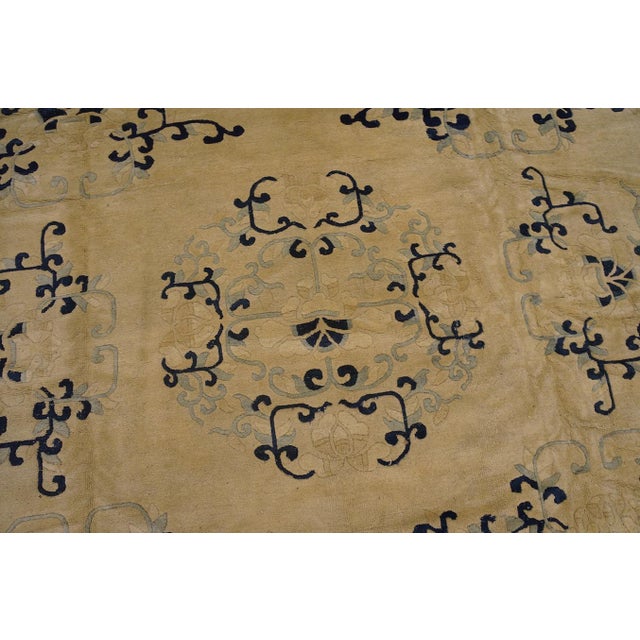 Marvelous Tan and Blue Color With Florid Design Antique Chinese Peking Rug For Sale - Image 12 of 12