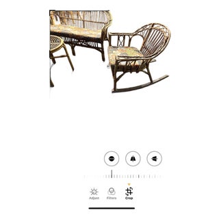 Vintage Franco Albini Style Safari Bent Rattan Rocking Chair For Sale
