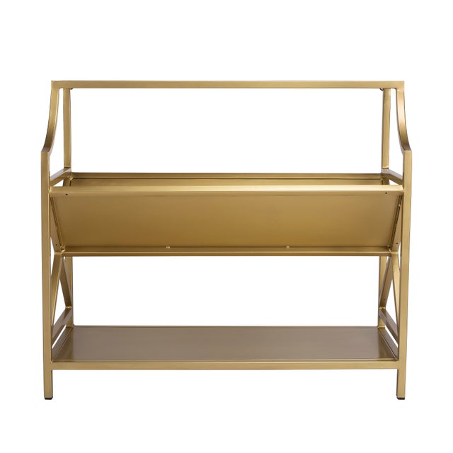 Keats Library 2-Tier 36"W Bookcase, Gold For Sale - Image 9 of 9