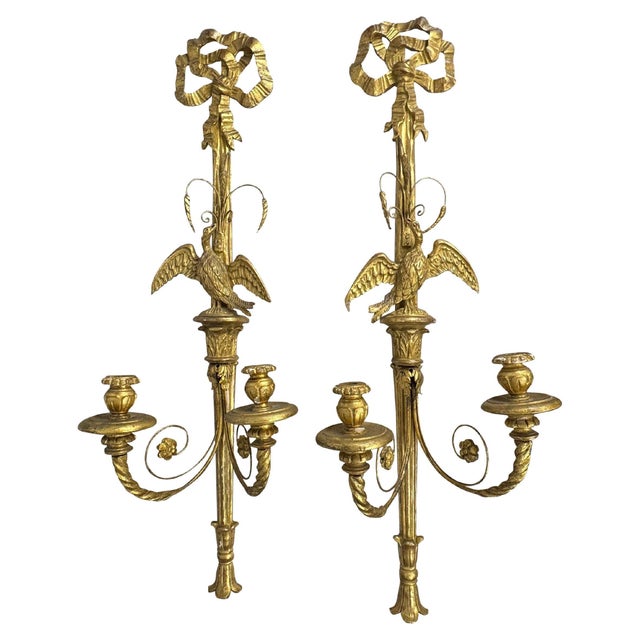 Early 20th Century Italian Carved Large and Giltwood Two-Light Sconces - A Pair For Sale - Image 15 of 18