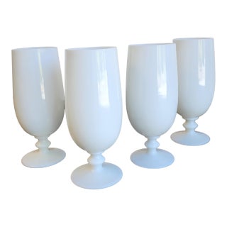 Vintage White Portieux Vallerysthal Juice or Iced Tea Glasses - Set of 4 For Sale