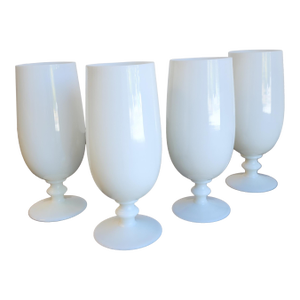 Vintage White Portieux Vallerysthal Juice or Iced Tea Glasses - Set of 4