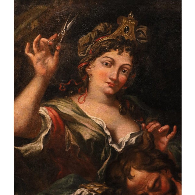 After Antonio Molinari, Samson and Delilah, 1700, Oil on Canvas For Sale - Image 9 of 14