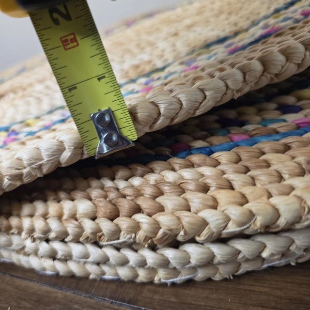 Beige Vintage Farmhouse Country Cottage Boho Braided Oval Placemats - Set of 4 For Sale - Image 8 of 10