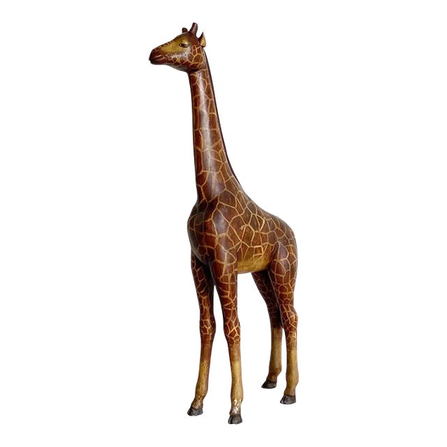 Hand Carved and Painted Giraffe Sculpture by Sarreid Ltd For Sale