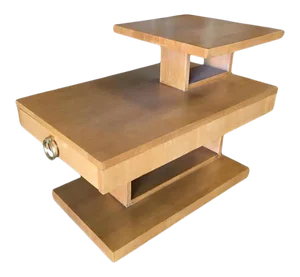 1940s Large Architectonic Side Table With Bronze Pull by Lane