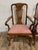 Vintage Queen Anne Style Carved Oak Checkered Print Arm Chairs For Sale - Image 4 of 12