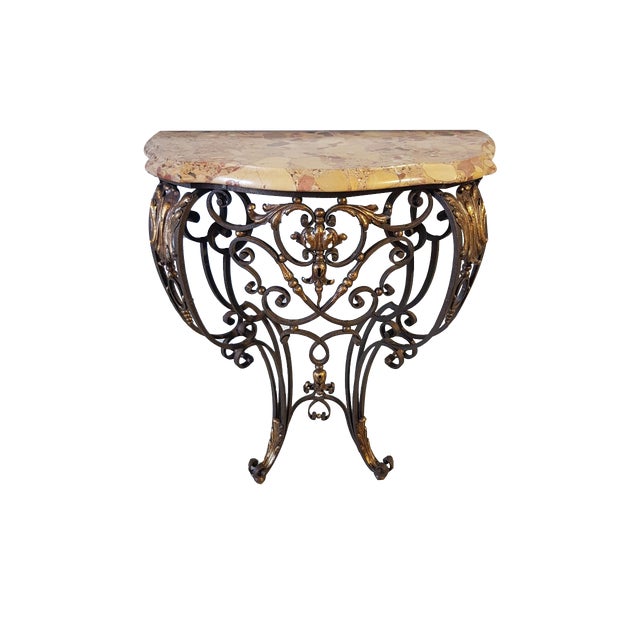 Louis XV Console Table in Wrought Iron For Sale