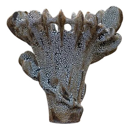 Nautilus Vase in Black Clay with Crawl Glazing by Kallia Panopoulou For Sale