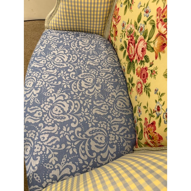 Textile Custom Upholstered Hickory French Provincial Settee For Sale - Image 7 of 11