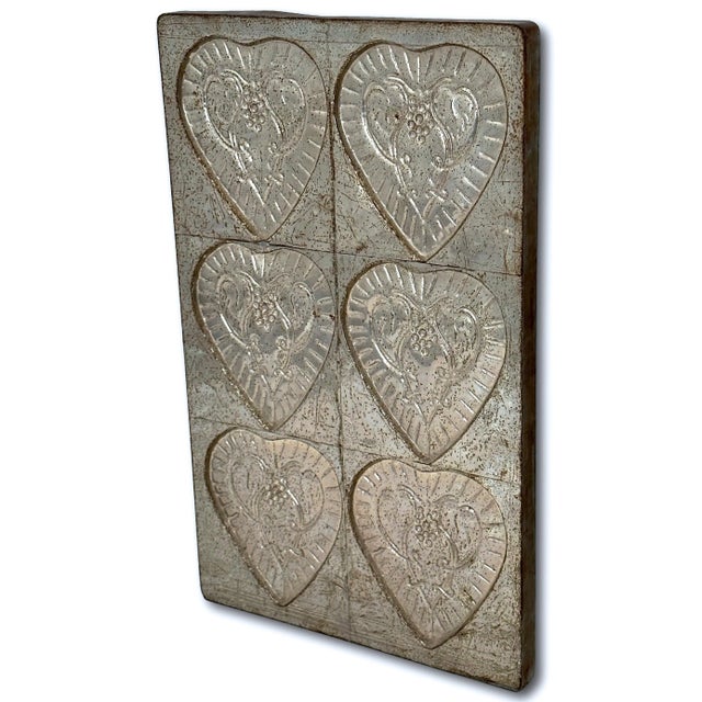 Metal Large 17 Inches Tall Vintage Metal Sweetheart - Valentine Chocolate Factory Mold - Circa Early 20th Century For Sale - Image 7 of 12