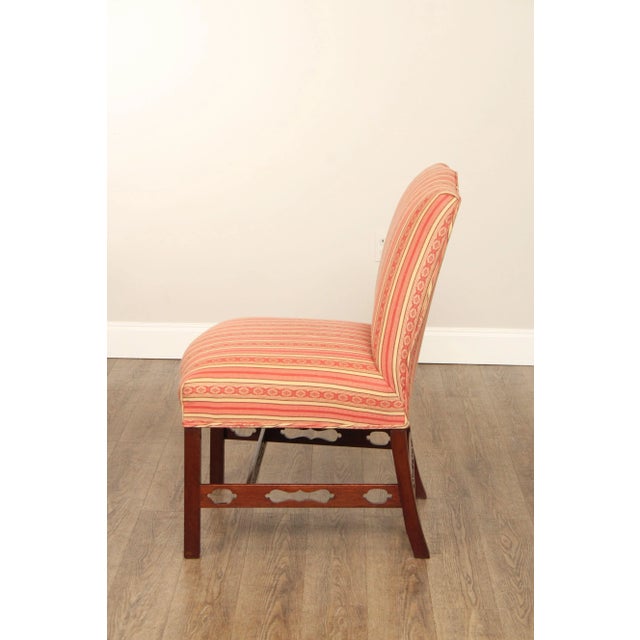 Chippendale Style Custom Upholstered Pair Of Mahogany Side Chairs For Sale - Image 9 of 12