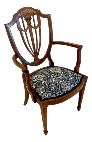 Mahogany Inlaid Desk Chair, 1900s